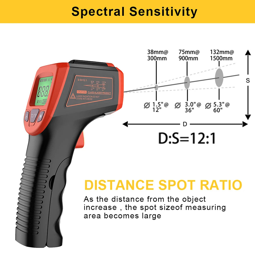 Digital Infra Red Laser Thermometer –50~600℃ LCD Display