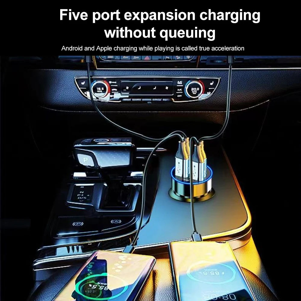 Fast Charge Car Cigarette Lighter Adapter 1-to-6