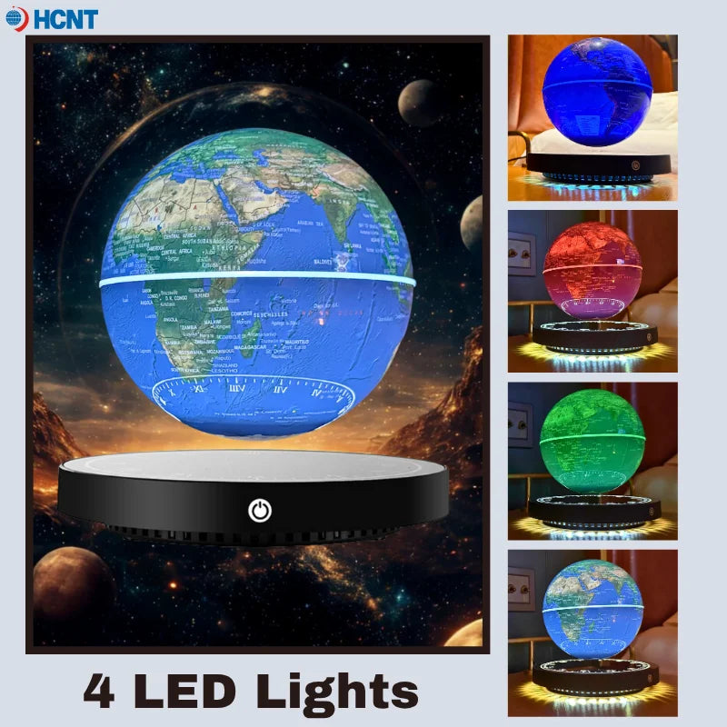 Floating Magnetic Globe with LED Light – Levitating World Map for Home or Office Decor