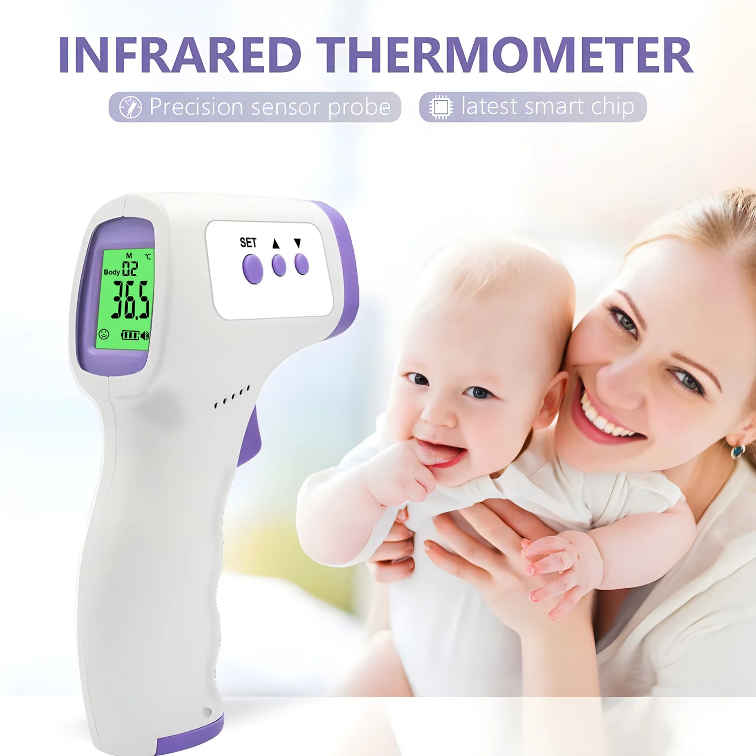 Non-Contact Forehead Digital Thermometer / Portable Blood Oxygen Monitor