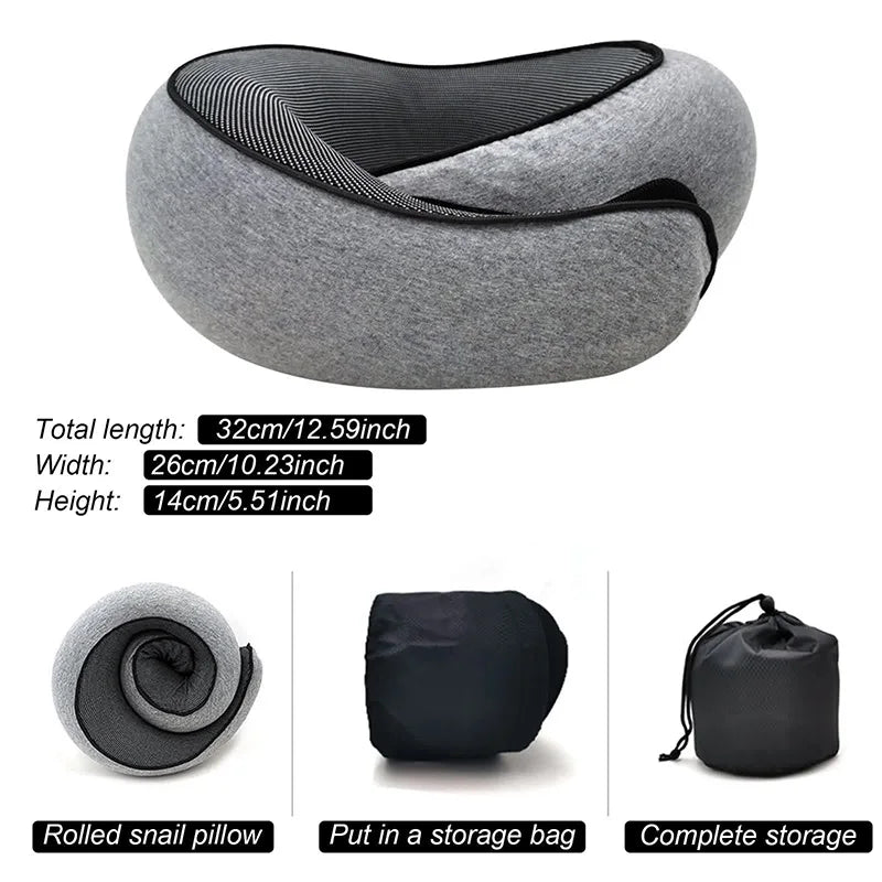 Travel Neck Pillow – Memory Foam U-Shaped Pillow for Neck Support, Portable & Adjustable