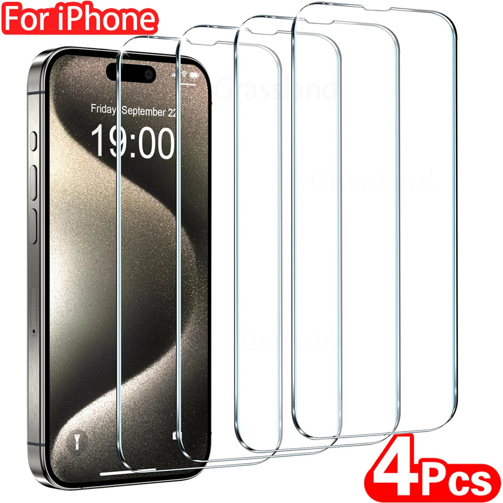 4Pcs Tempered Glass Protective Film  for iPhone