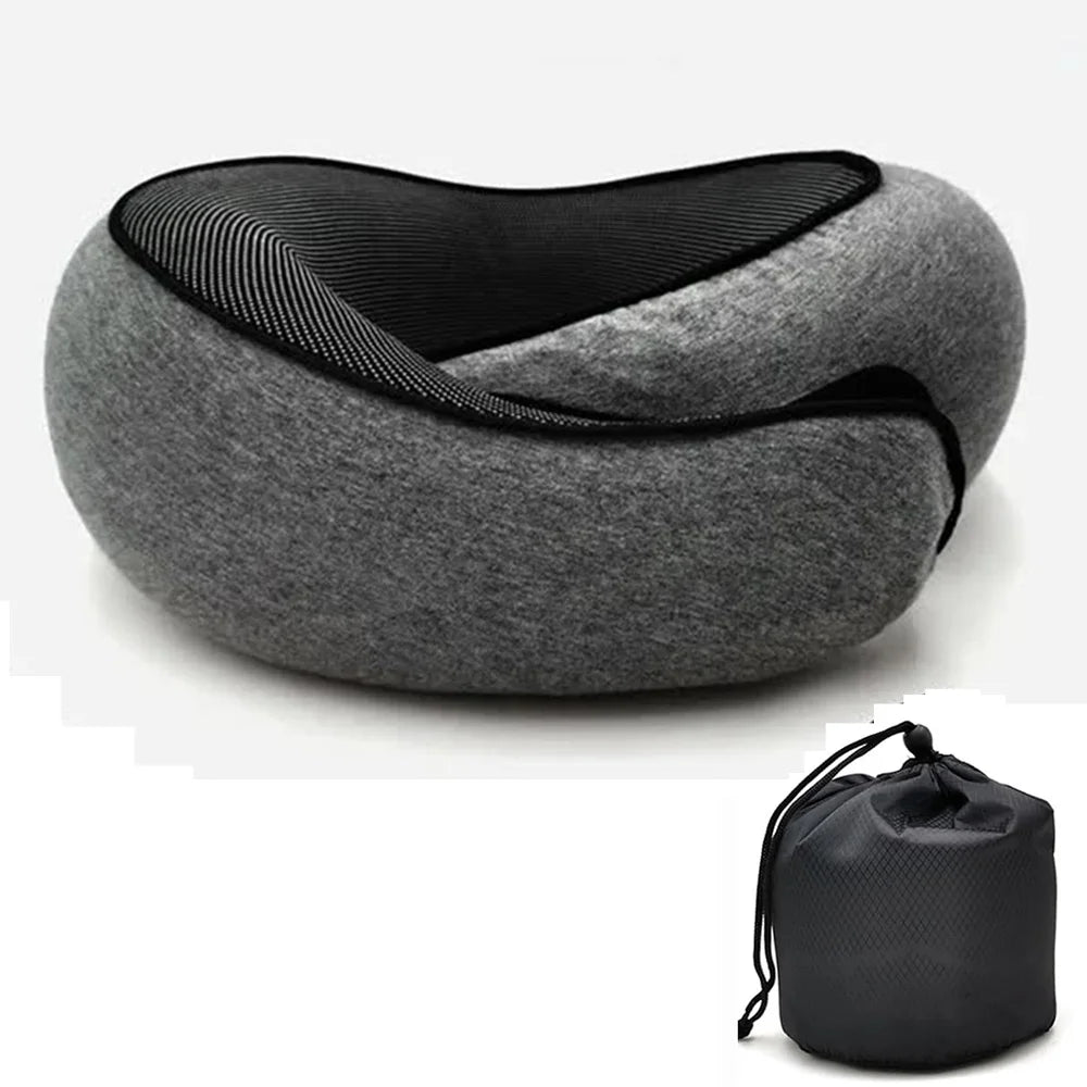 Travel Neck Pillow – Memory Foam U-Shaped Pillow for Neck Support, Portable & Adjustable