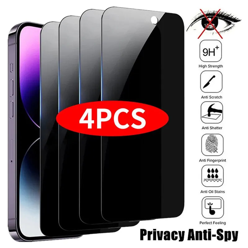 4PCS Privacy Screen Protector Anti-Spy Tempered Glass