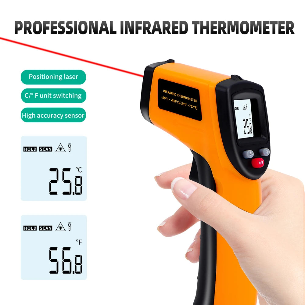 Digital Infra Red Laser Thermometer –50~600℃ LCD Display