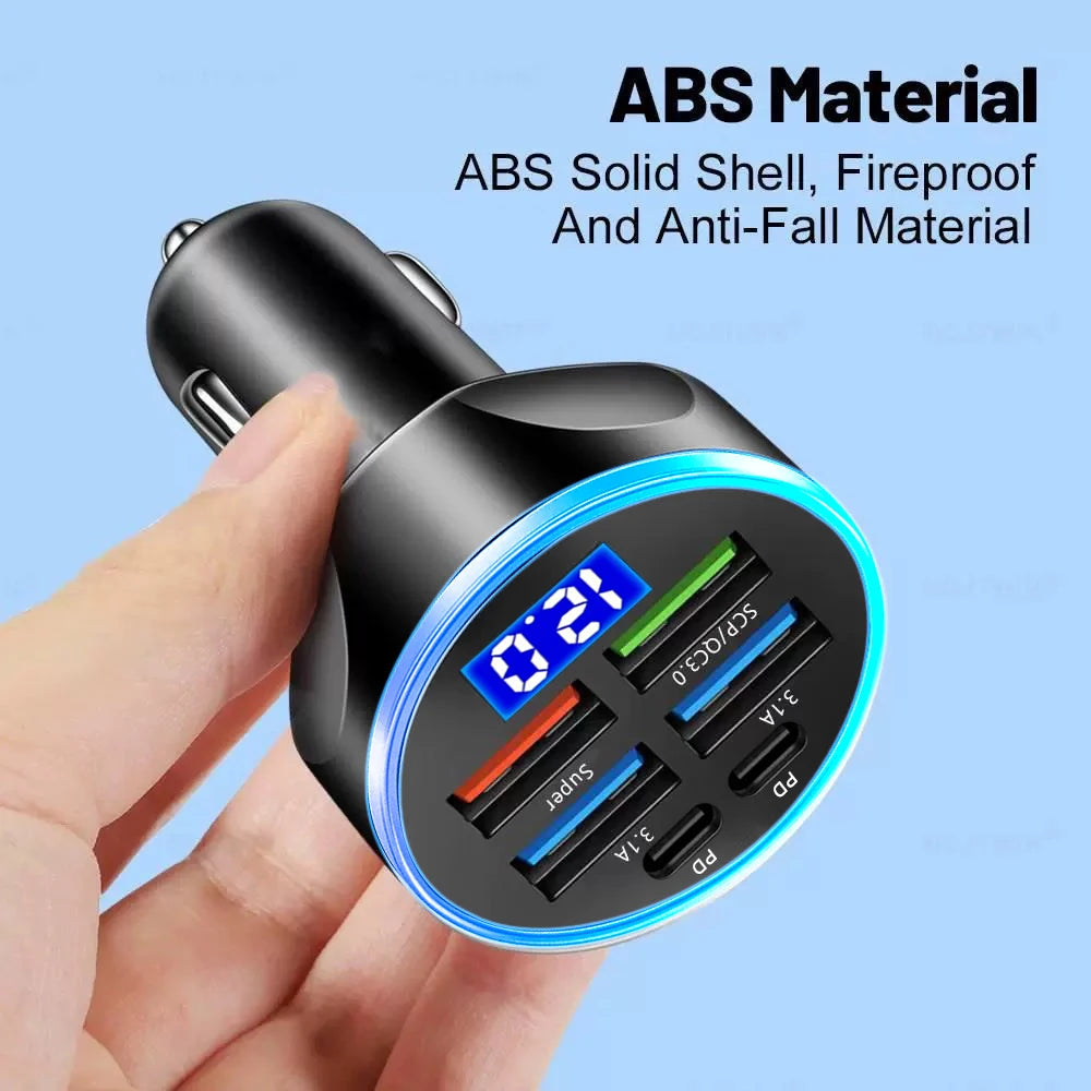 Fast Charge Car Cigarette Lighter Adapter 1-to-6