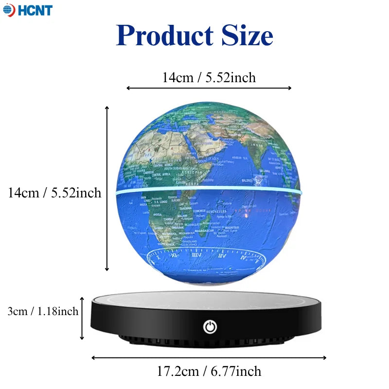 Floating Magnetic Globe with LED Light – Levitating World Map for Home or Office Decor