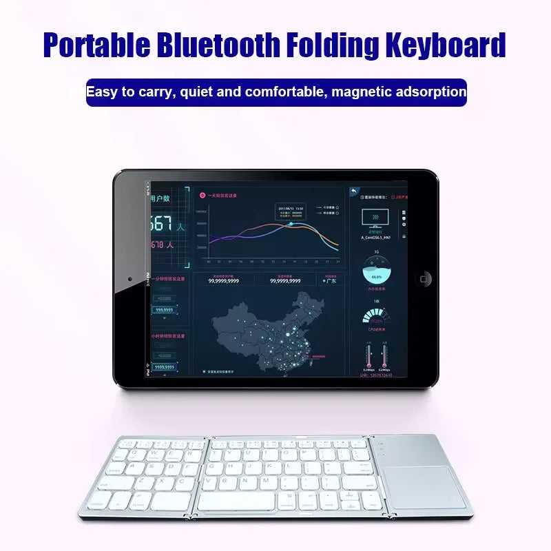 Folding Bluetooth Keyboard with Touchpad – Mini Wireless Keyboard for iOS, Android & Windows