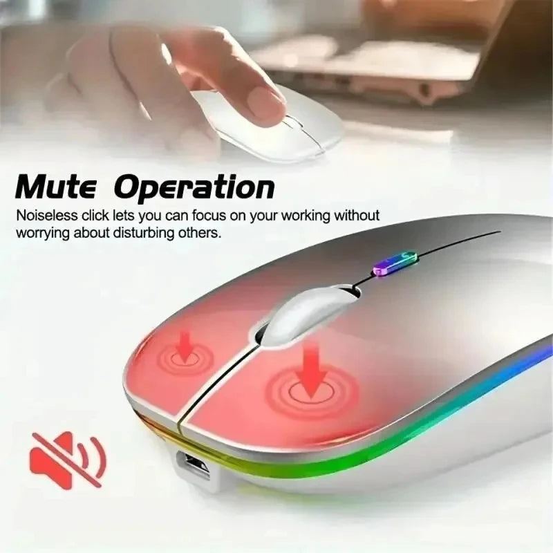 Silent Rechargeable LED Wireless Mouse (Bluetooth + 2.4GHz)