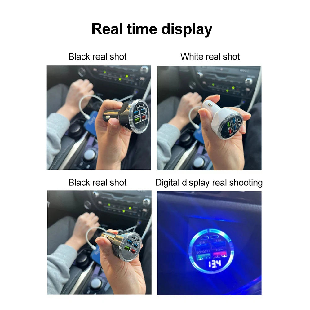 Fast Charge Car Cigarette Lighter Adapter 1-to-6