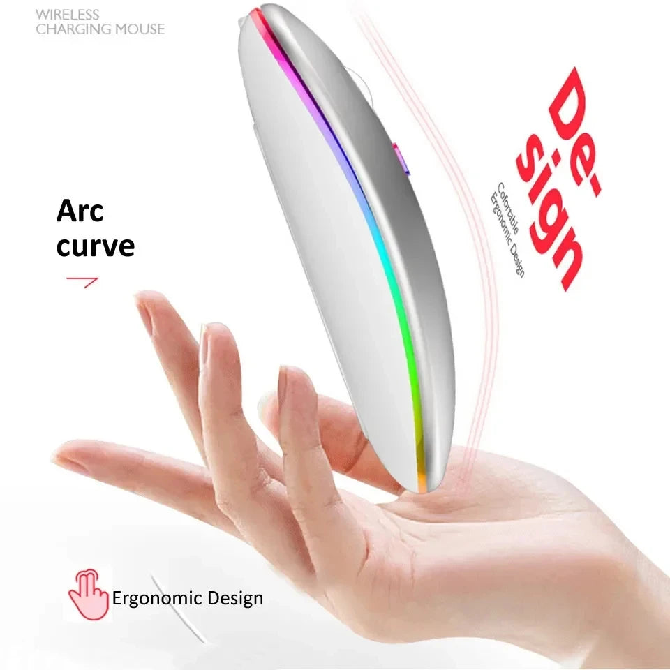 Silent Rechargeable LED Wireless Mouse (Bluetooth + 2.4GHz)