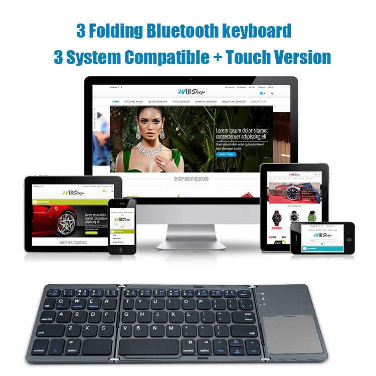 Folding Bluetooth Keyboard with Touchpad – Mini Wireless Keyboard for iOS, Android & Windows