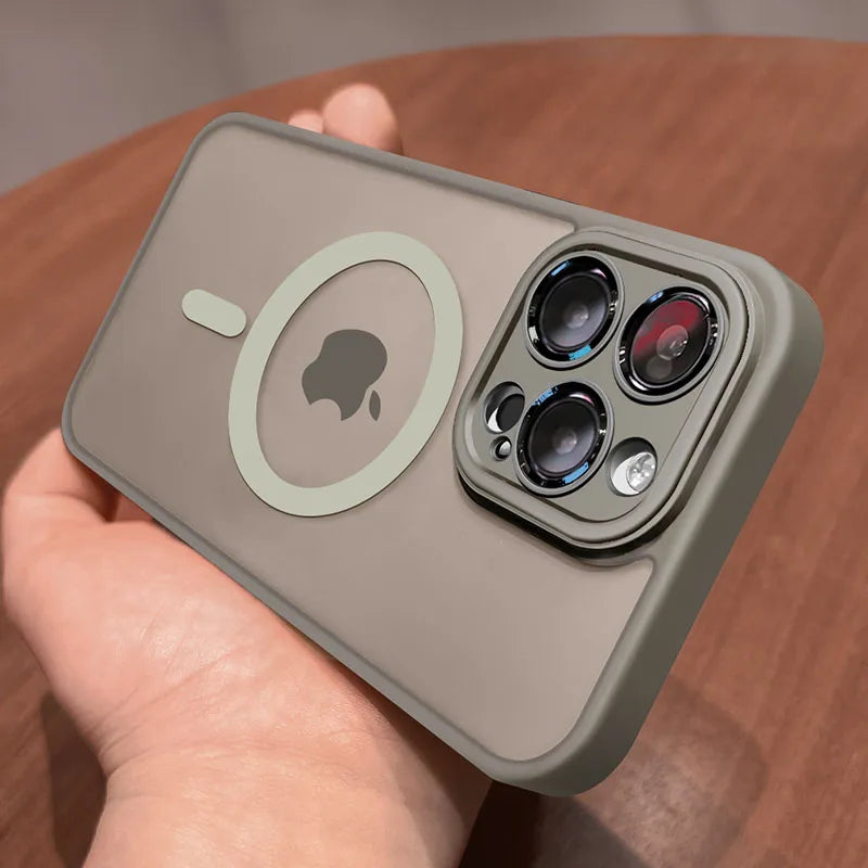 Luxury Matte MagSafe Armor Case for iPhone 11–17 Series