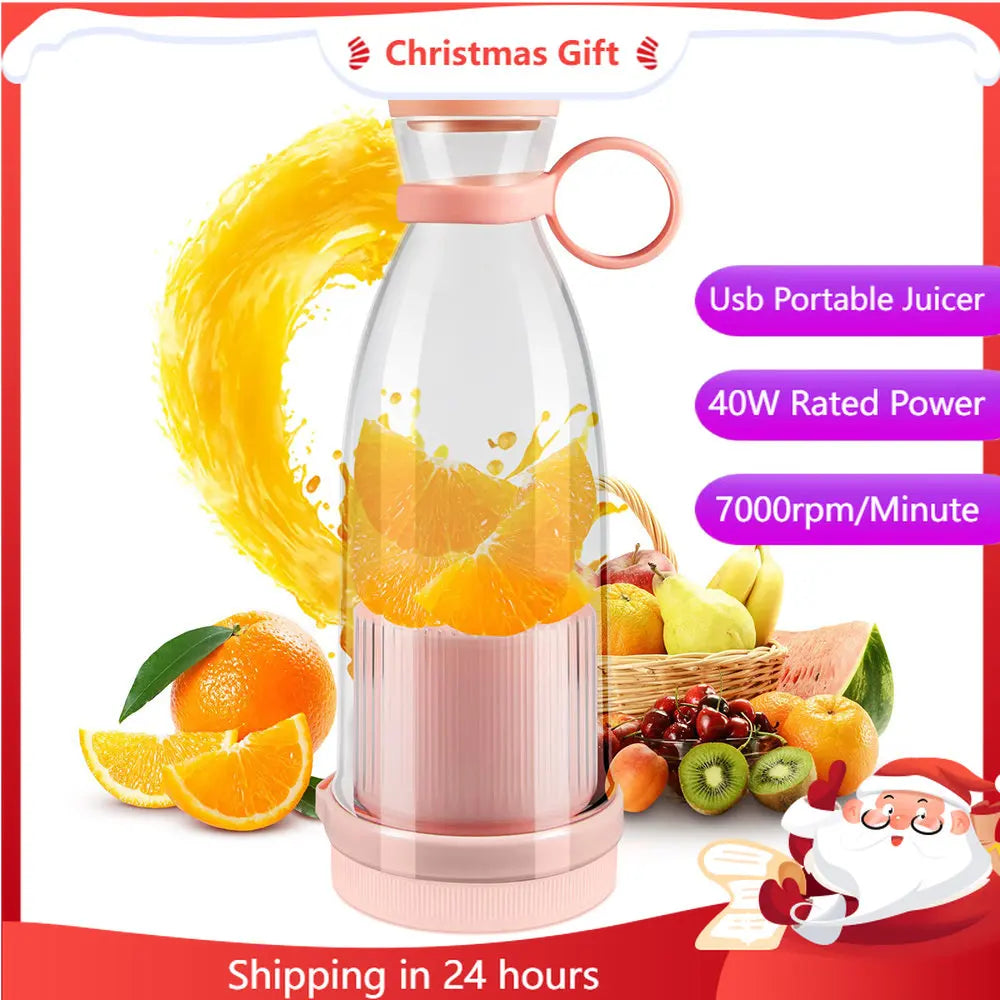 Portable USB Rechargeable Blender – Mini Electric Juicer Bottle for Smoothies & Fresh Fruit
