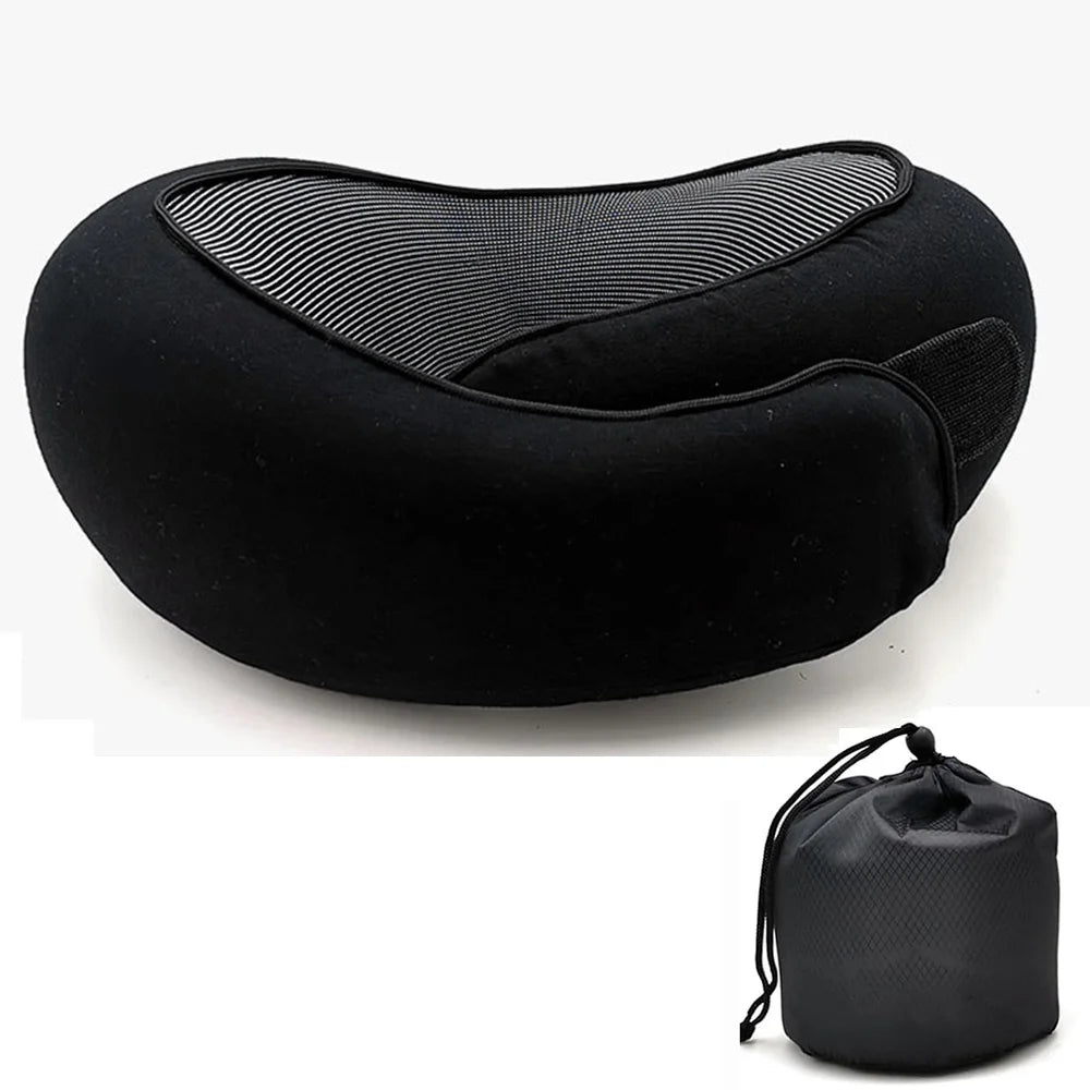 Travel Neck Pillow – Memory Foam U-Shaped Pillow for Neck Support, Portable & Adjustable