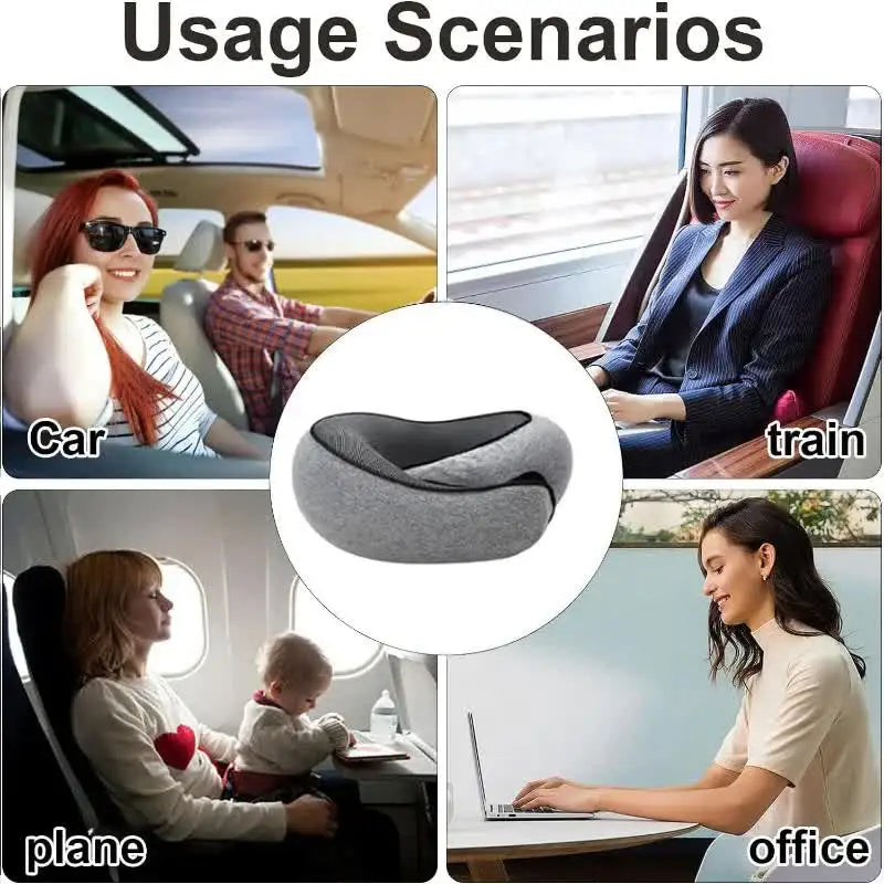 Travel Neck Pillow – Memory Foam U-Shaped Pillow for Neck Support, Portable & Adjustable
