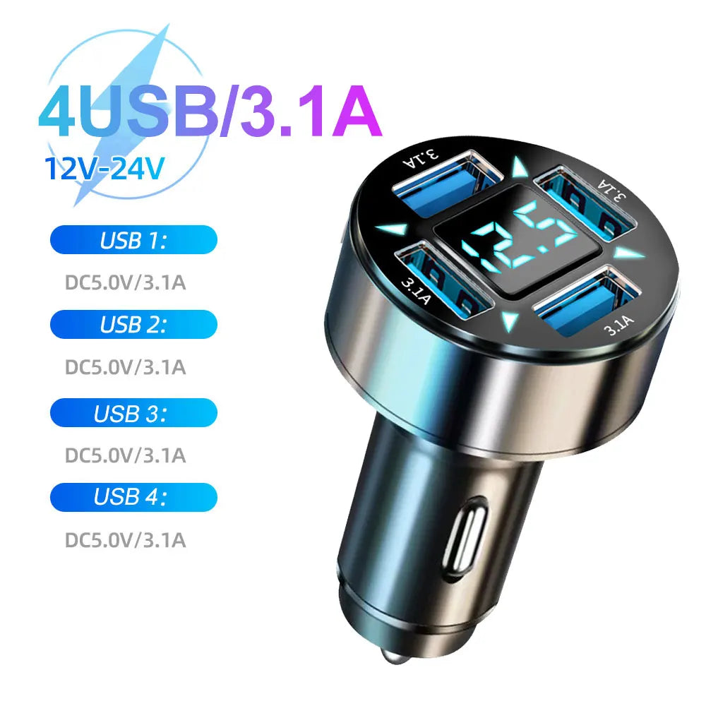 Fast Charge Car Cigarette Lighter Adapter 1-to-6