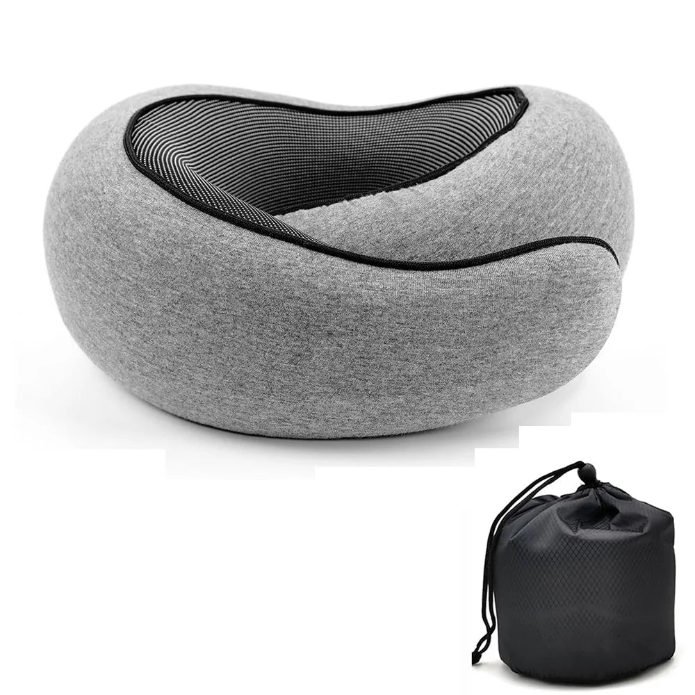 Travel Neck Pillow – Memory Foam U-Shaped Pillow for Neck Support, Portable & Adjustable