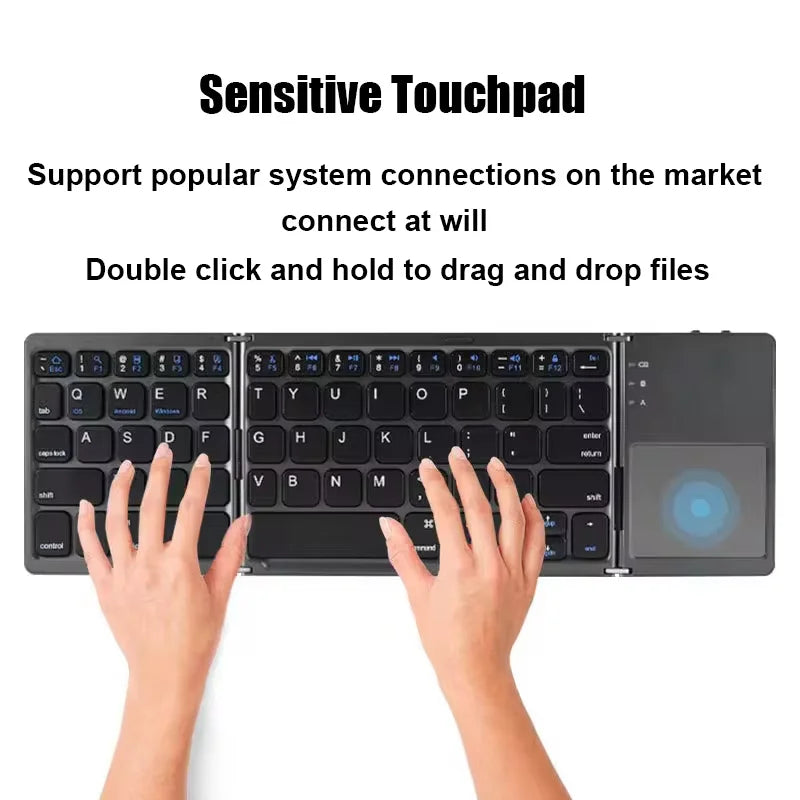 Folding Bluetooth Keyboard with Touchpad – Mini Wireless Keyboard for iOS, Android & Windows
