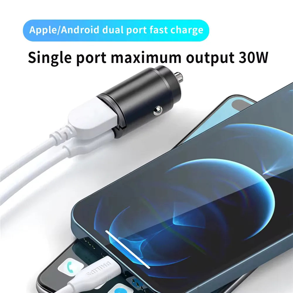 QC3.0 PD Mini Fast Charging Car USB Type C Charger