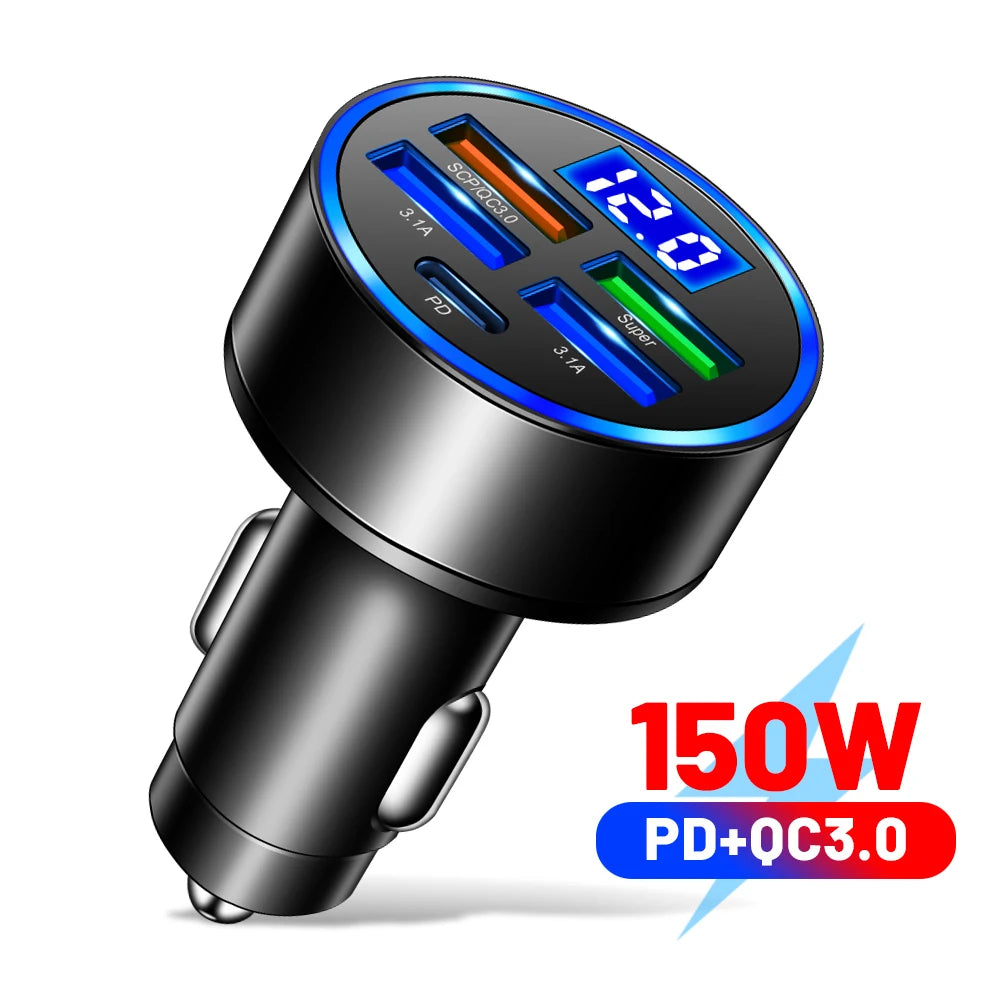 Fast Charge Car Cigarette Lighter Adapter 1-to-6