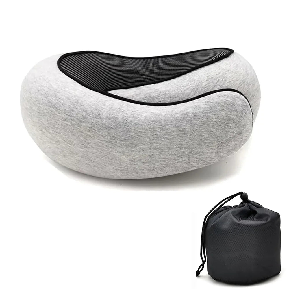 Travel Neck Pillow – Memory Foam U-Shaped Pillow for Neck Support, Portable & Adjustable