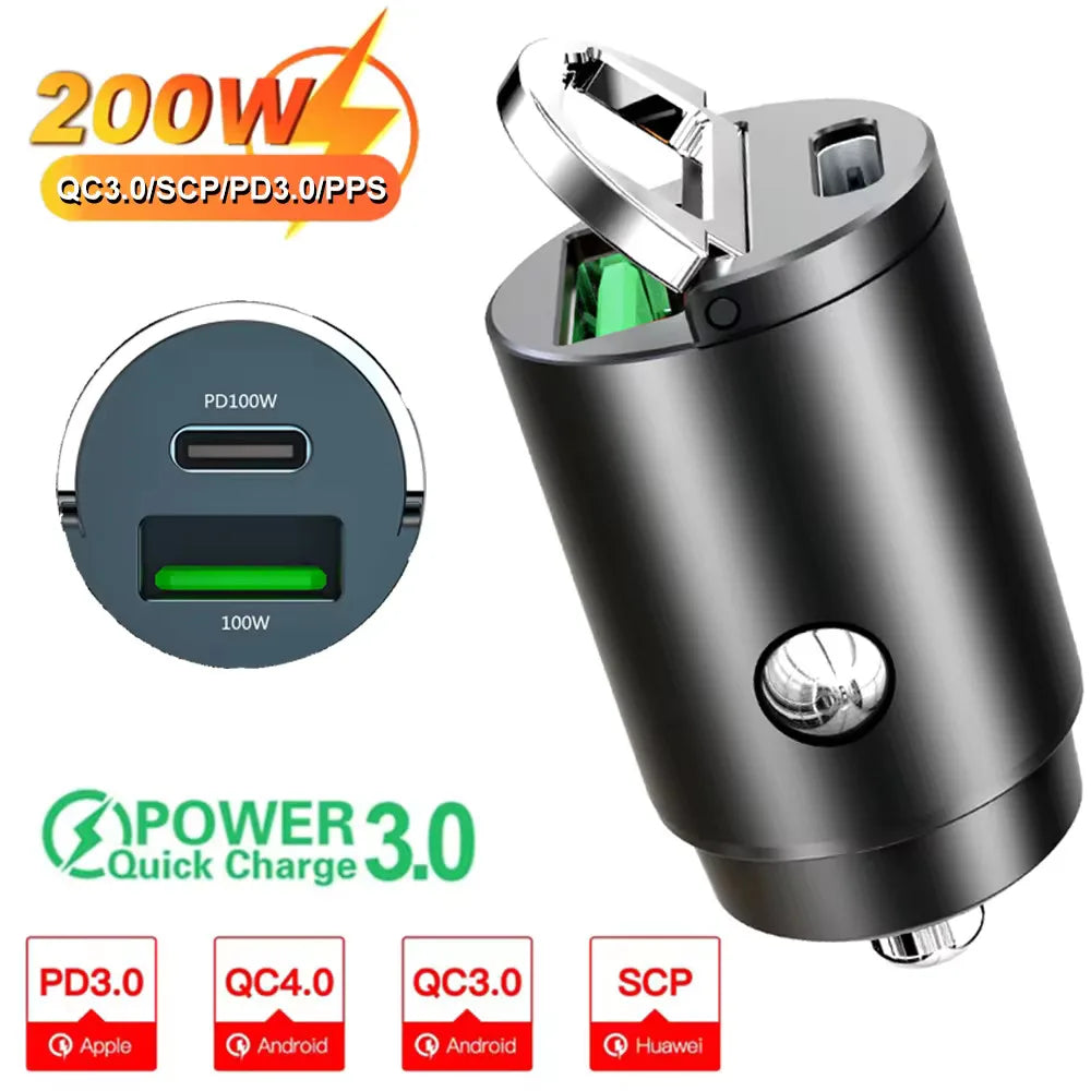 QC3.0 PD Mini Fast Charging Car USB Type C Charger