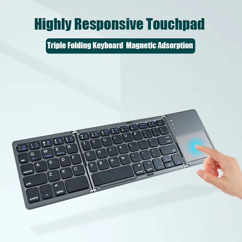 Folding Bluetooth Keyboard with Touchpad – Mini Wireless Keyboard for iOS, Android & Windows